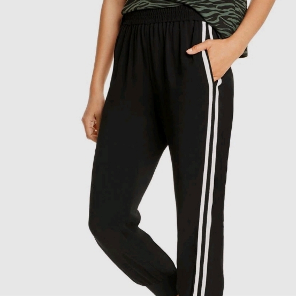 Kobi Halperin Roberta Black Track Pants White Stripes‎ Active Plus Size 3X